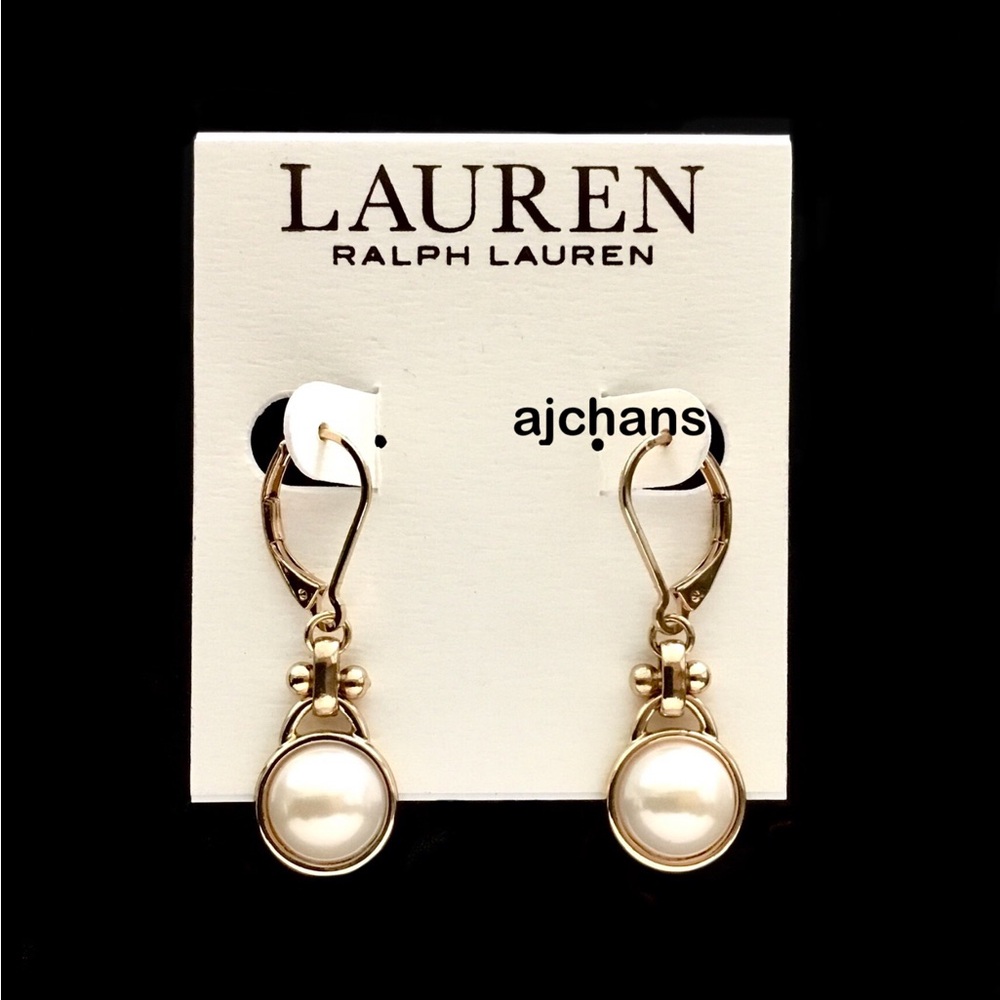 Lauren Ralph Lauren Gold Tone Pearl Drop Earrings